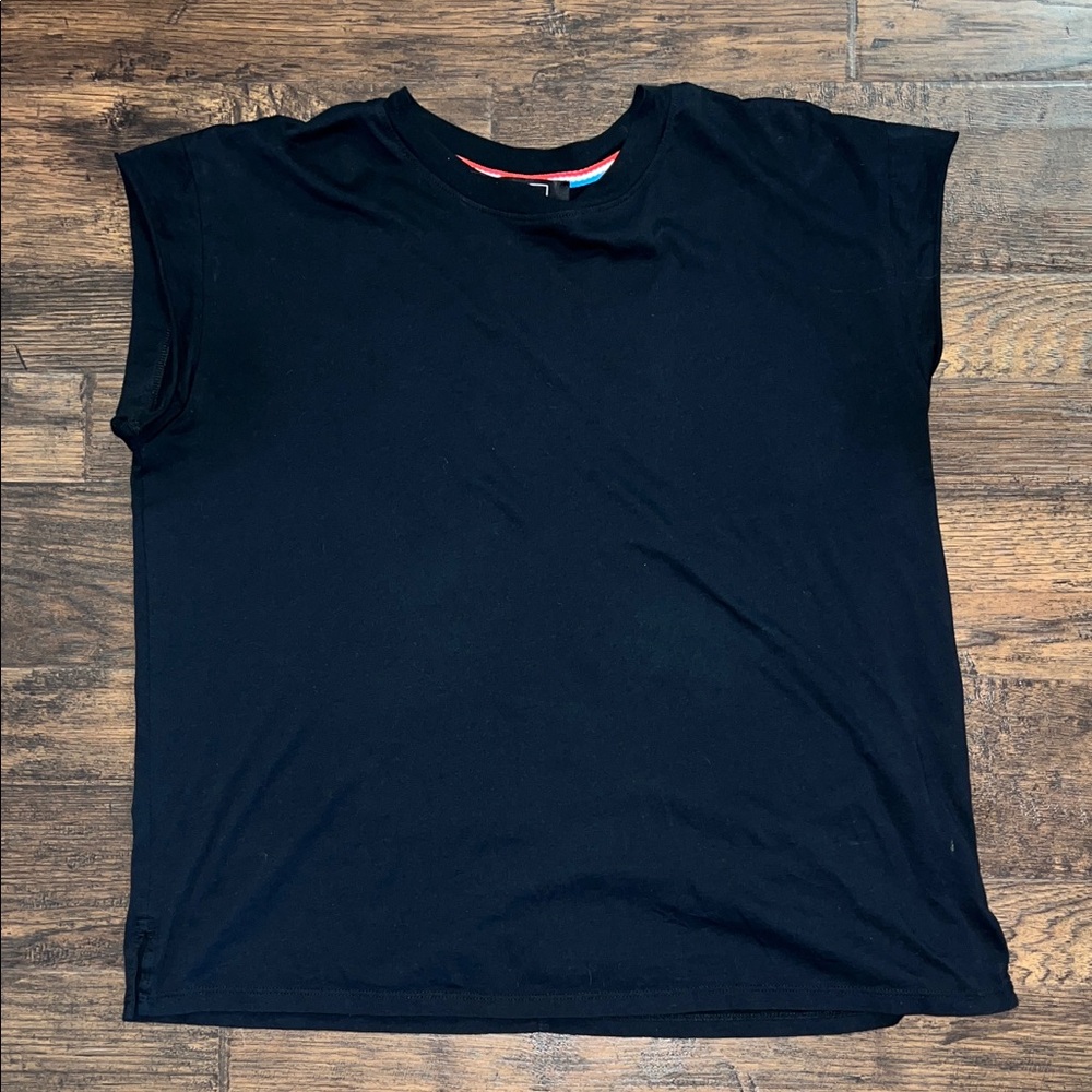 AYR Black Top with Colorful Striped Collar